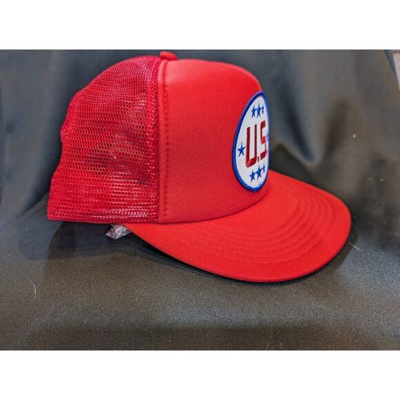 U.S. Patch Trucker Hat Mesh Snapback Baseball Cap Red One Size Fits All - Picture 3 of 5